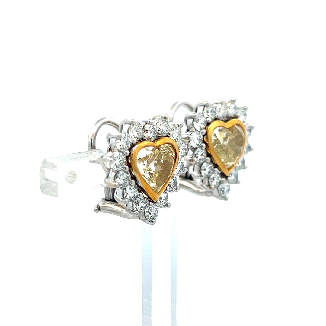 Convertible 10.50ct Heart Yellow Diamond 18K Gold Pendant Necklace & Earrings