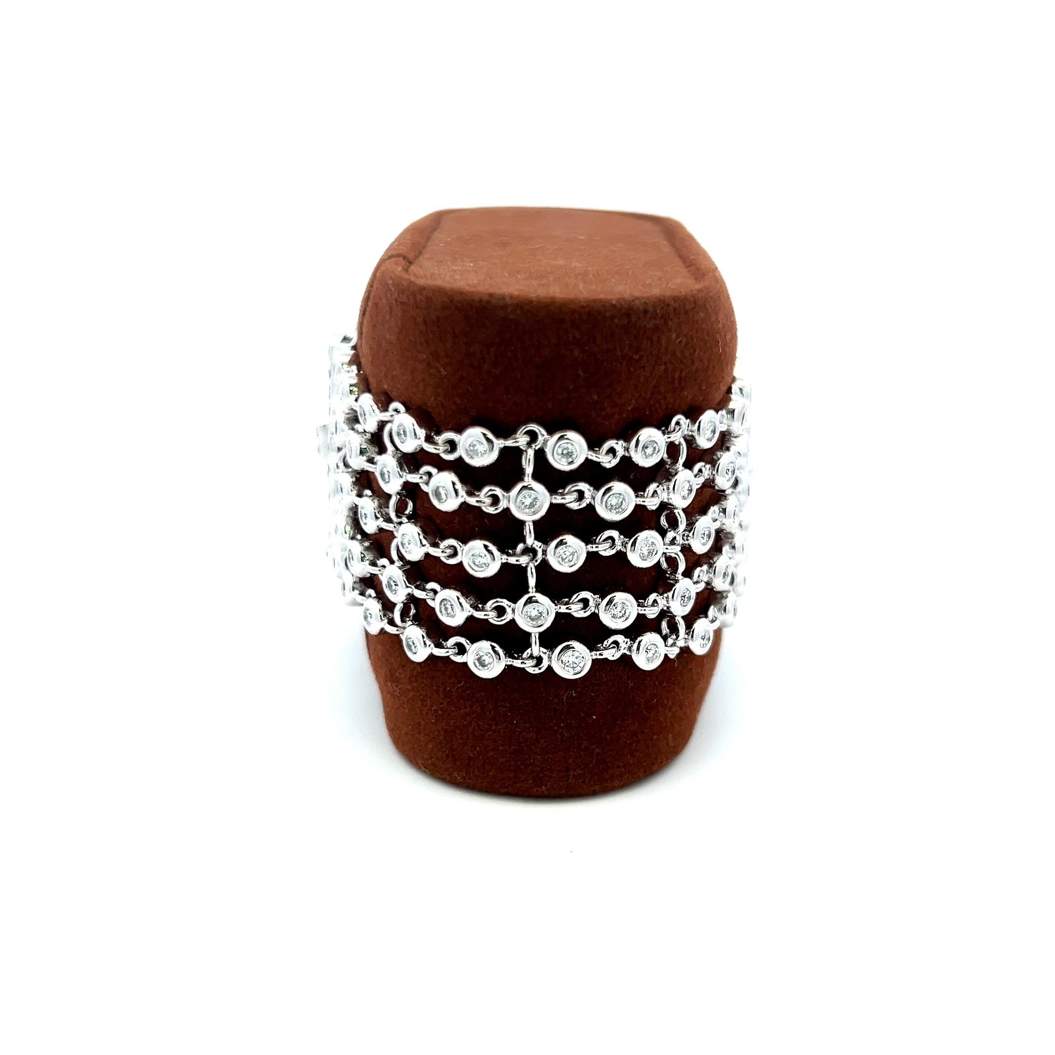 2.10ct G VS Diamond 18K White Gold Multi-Row Link Bracelet