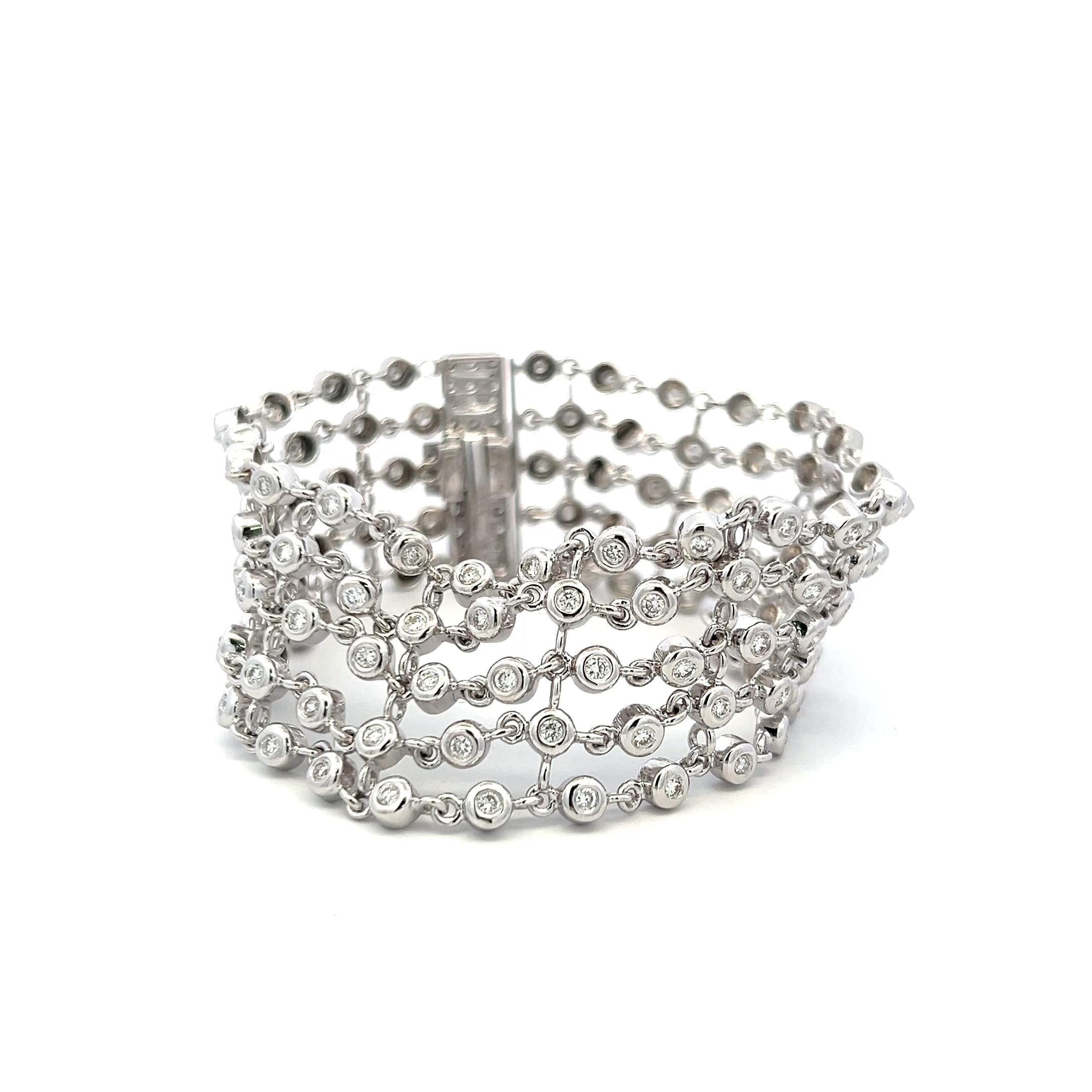 2.10ct G VS Diamond 18K White Gold Multi-Row Link Bracelet