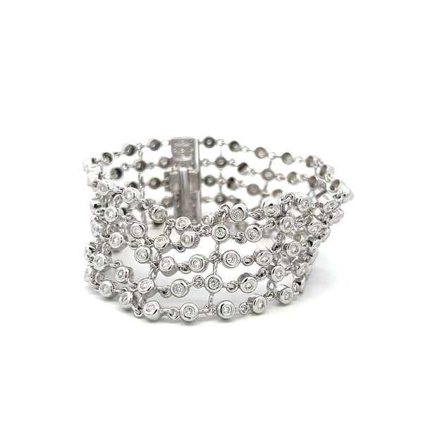 2.10ct G VS Diamond 18K White Gold Multi-Row Link Bracelet