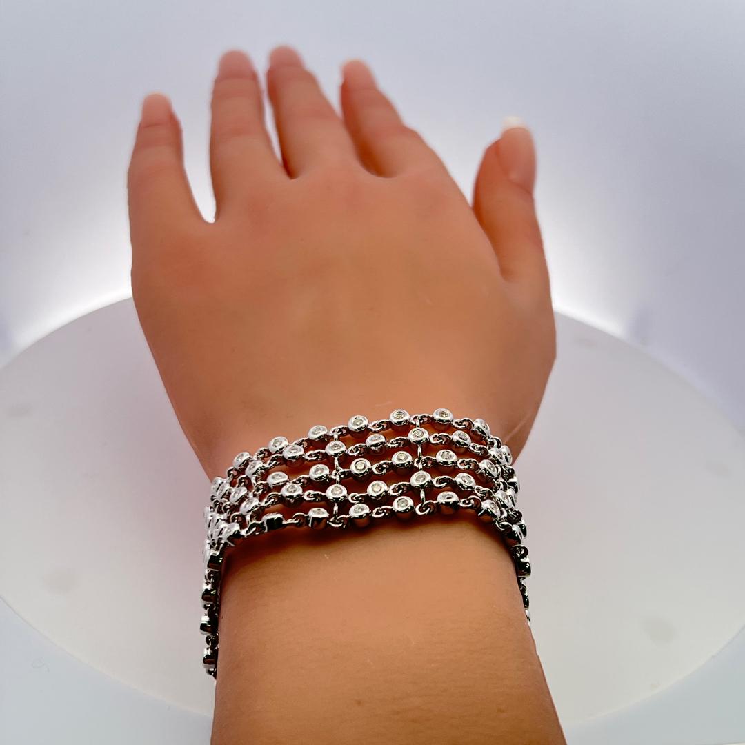 2.10ct G VS Diamond 18K White Gold Multi-Row Link Bracelet