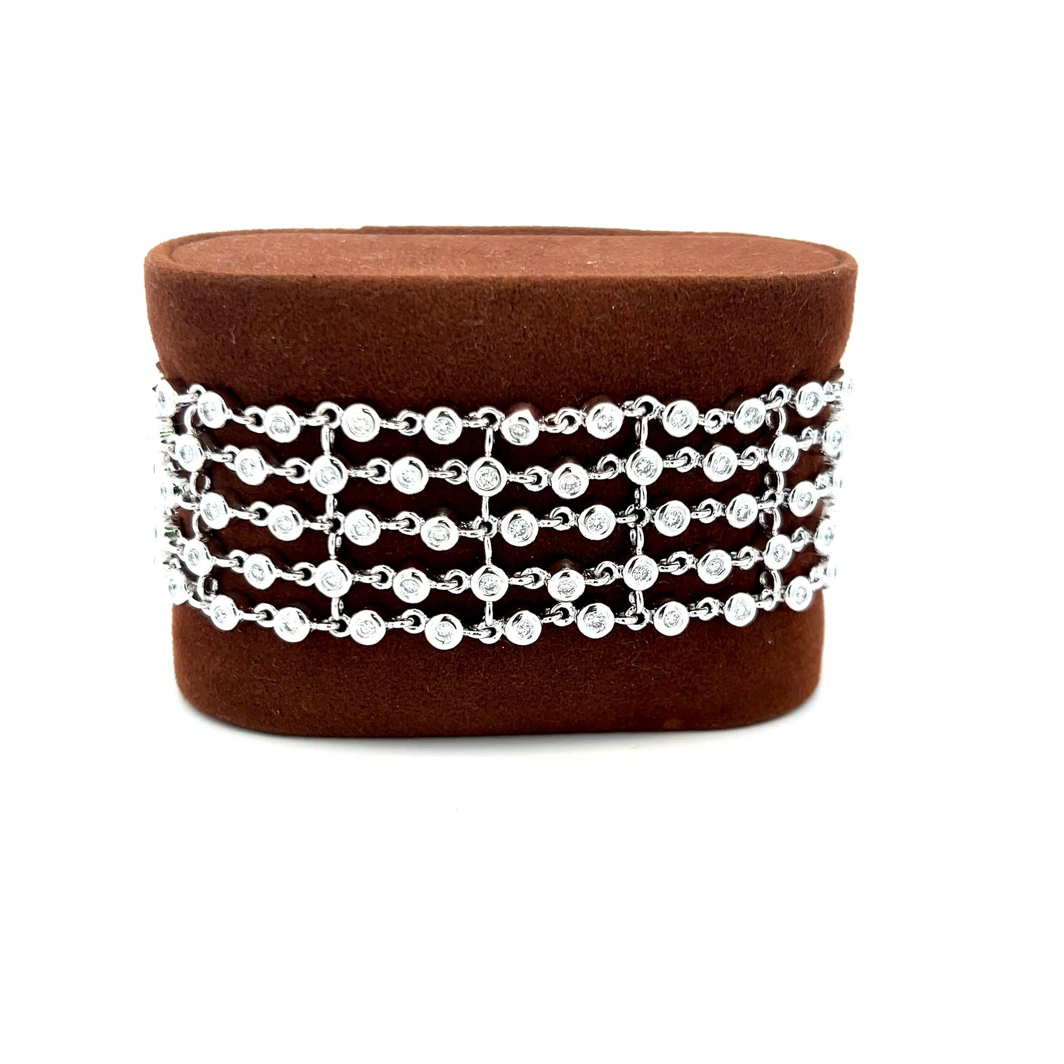 2.10ct G VS Diamond 18K White Gold Multi-Row Link Bracelet