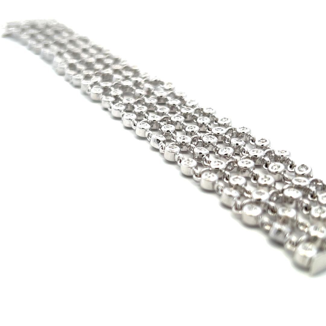 2.10ct G VS Diamond 18K White Gold Multi-Row Link Bracelet