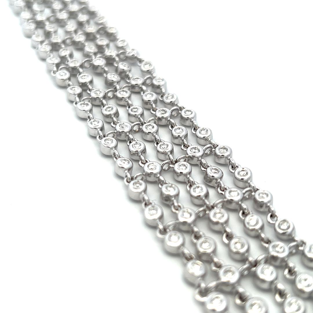 2.10ct G VS Diamond 18K White Gold Multi-Row Link Bracelet