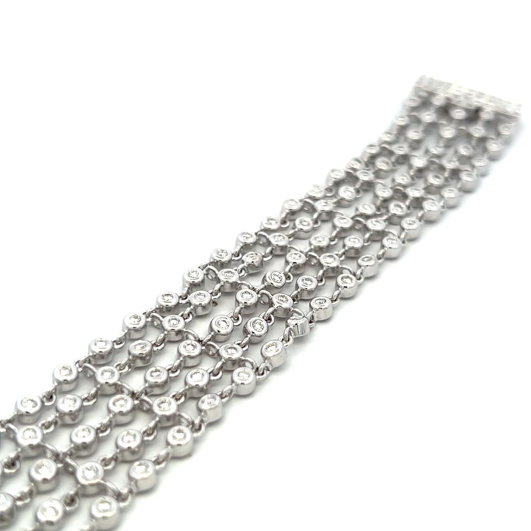 2.10ct G VS Diamond 18K White Gold Multi-Row Link Bracelet