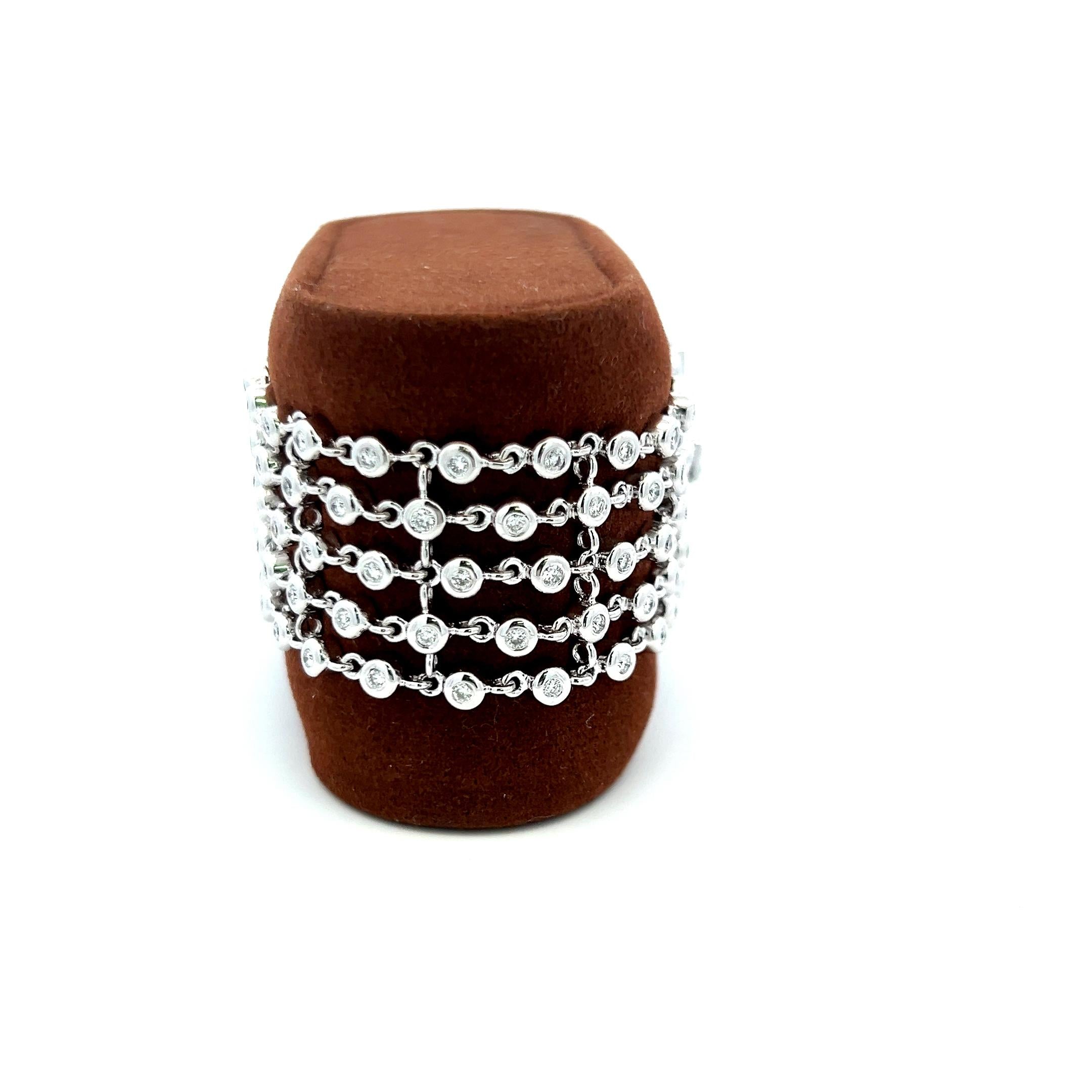 2.10ct G VS Diamond 18K White Gold Multi-Row Link Bracelet