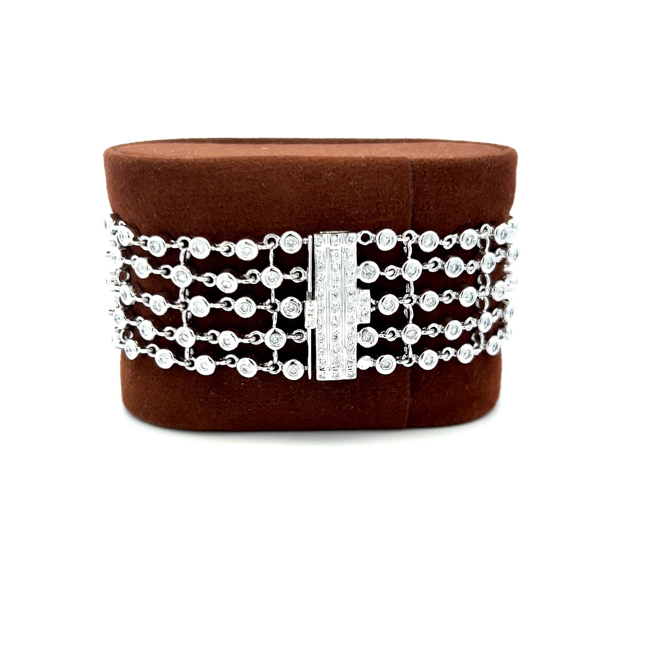 2.10ct G VS Diamond 18K White Gold Multi-Row Link Bracelet