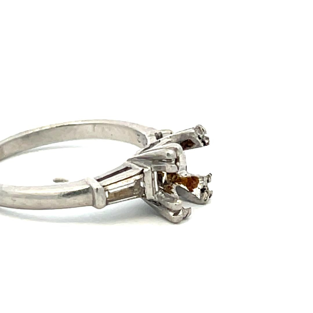 Antique 4.50 Grams Plat Diamonds Art-Deco Semi Mounting Ring Hold 1 carat