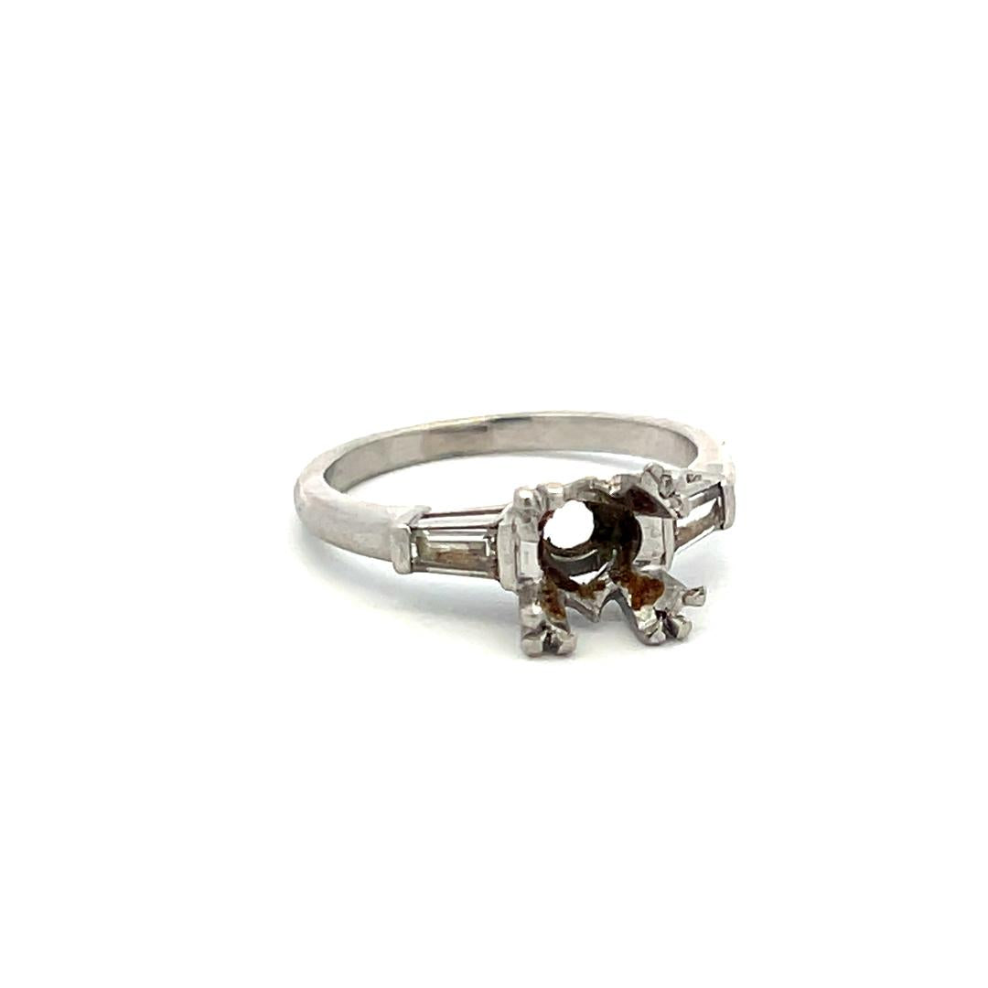 Antique 4.50 Grams Plat Diamonds Art-Deco Semi Mounting Ring Hold 1 carat