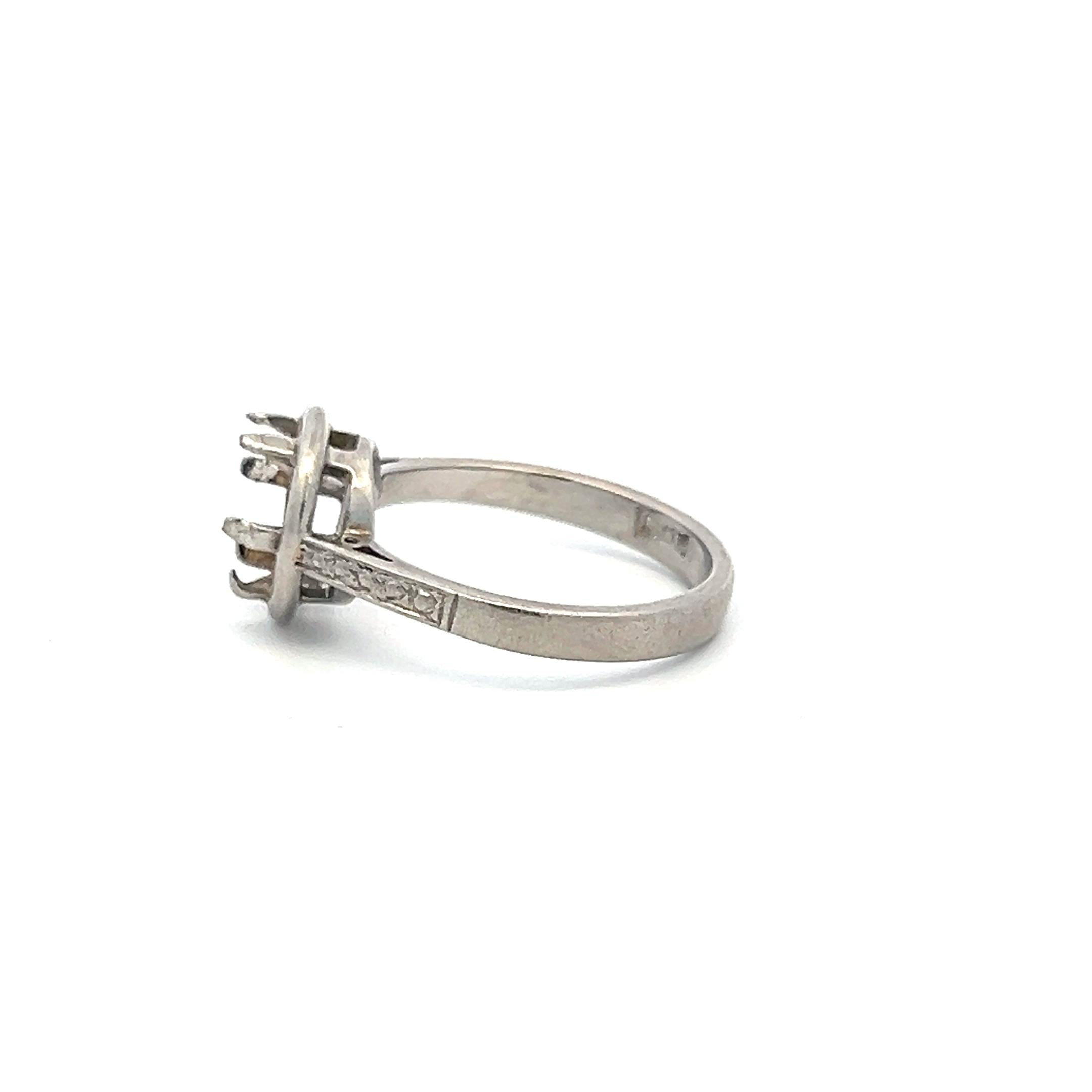 Vintage 5.50 Grams Size 6.5 Platinum Semi Mount Ring Holds 1.65 Carat Stone