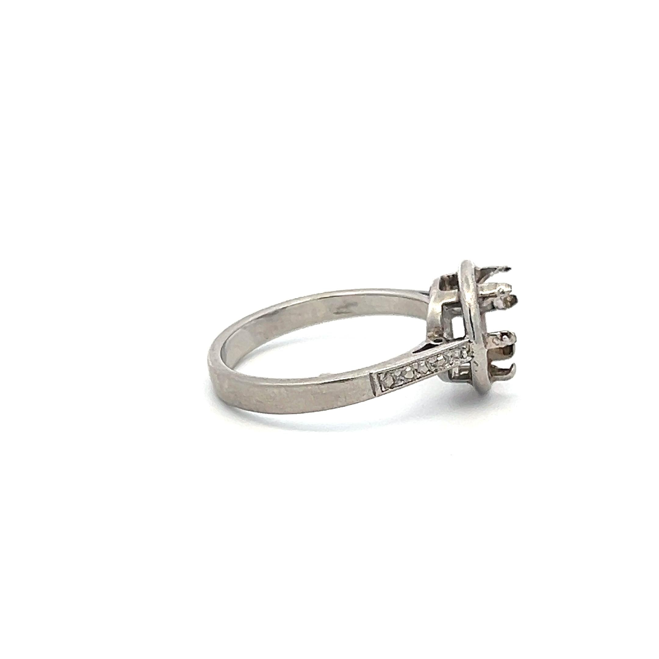Vintage 5.50 Grams Size 6.5 Platinum Semi Mount Ring Holds 1.65 Carat Stone