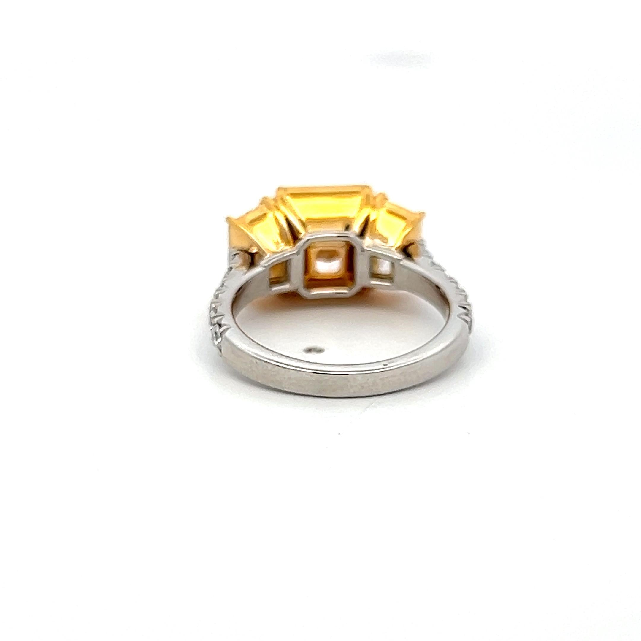 Platinum Semi Mount Ring with 4.97ct Radiant & Mixed Cut Diamonds W VS1 GIA