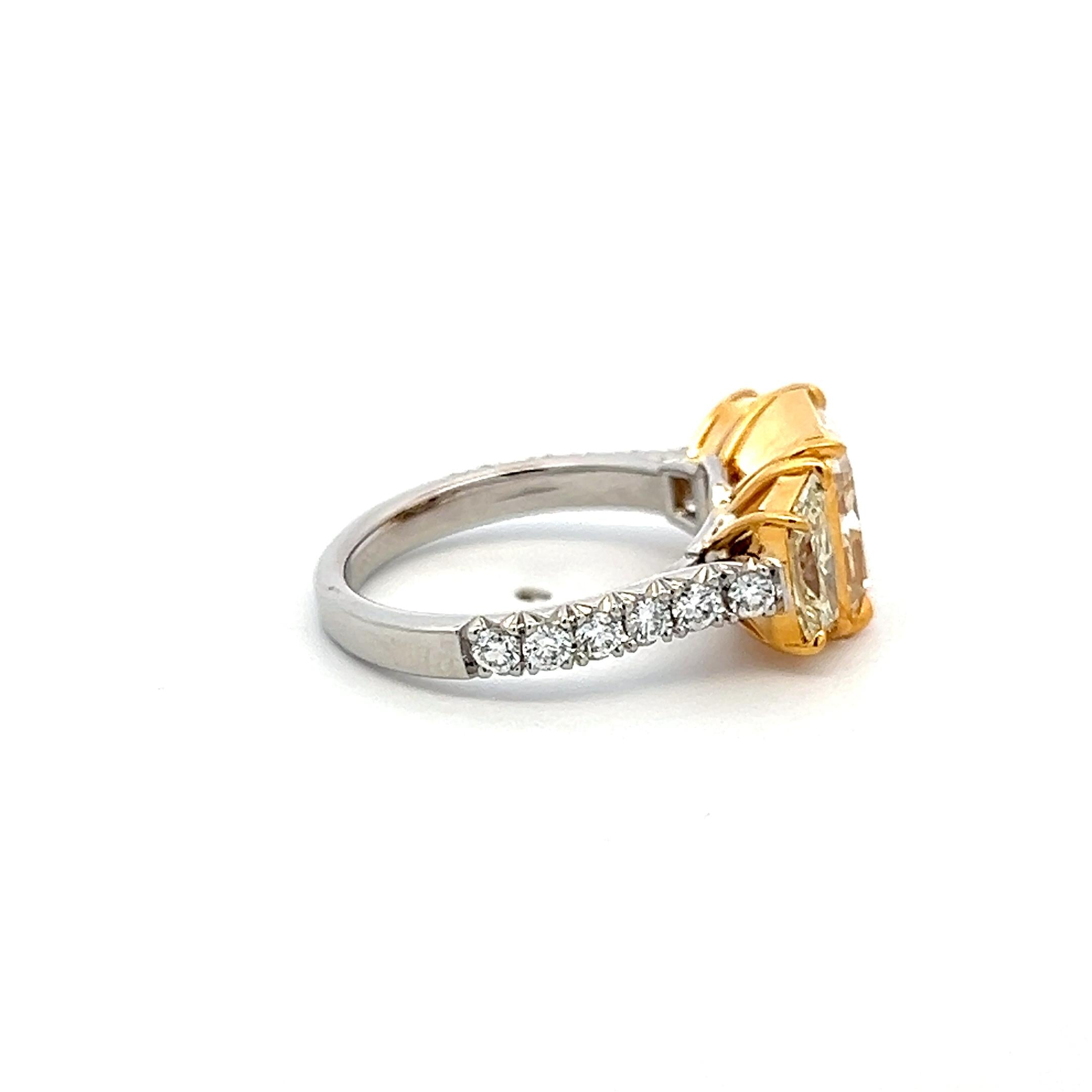 Platinum Semi Mount Ring with 4.97ct Radiant & Mixed Cut Diamonds W VS1 GIA