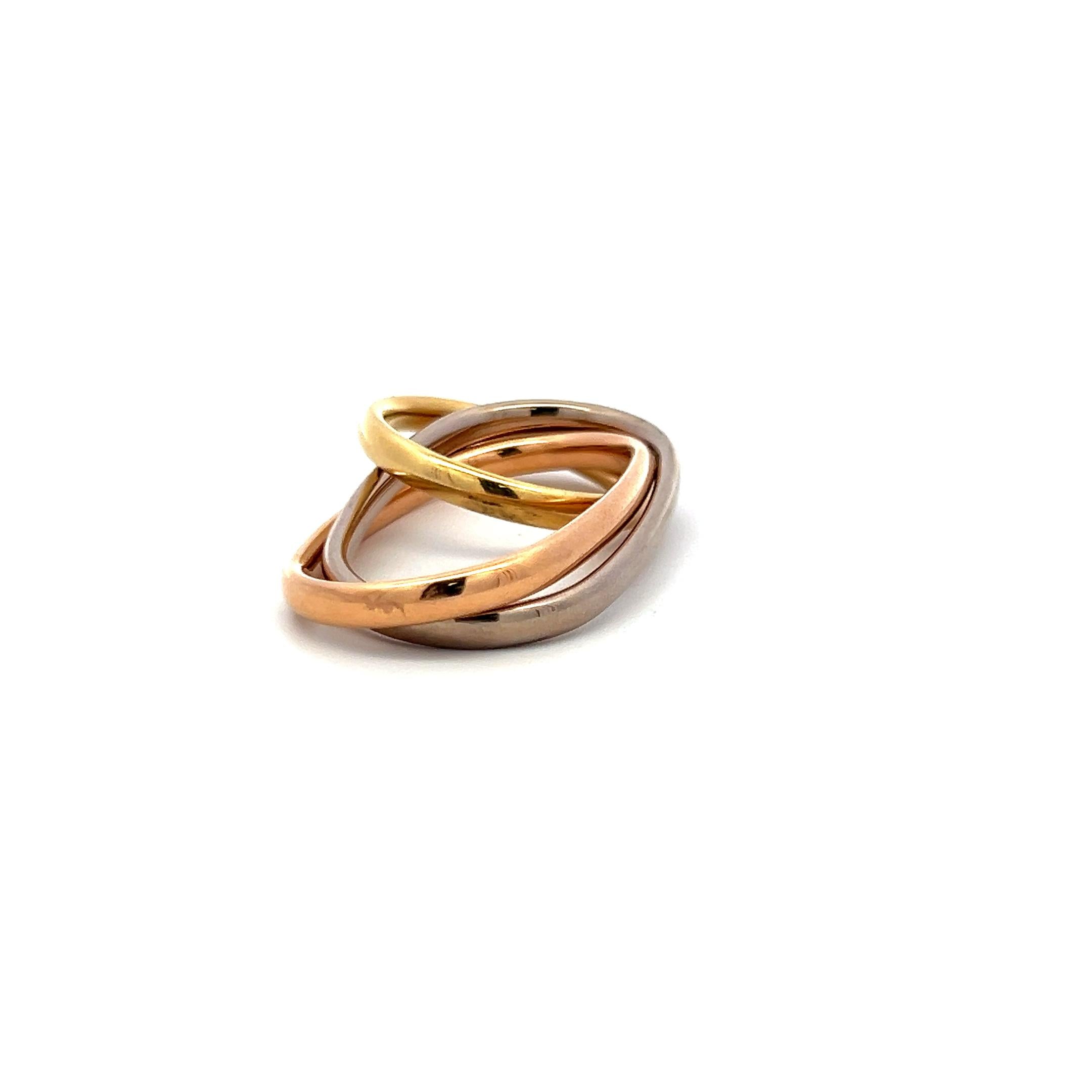 Cartier 18 Karat Tri Color Gold Trinity Two Finger Ring