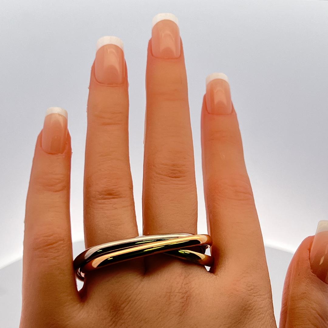 Cartier 18 Karat Tri Color Gold Trinity Two Finger Ring