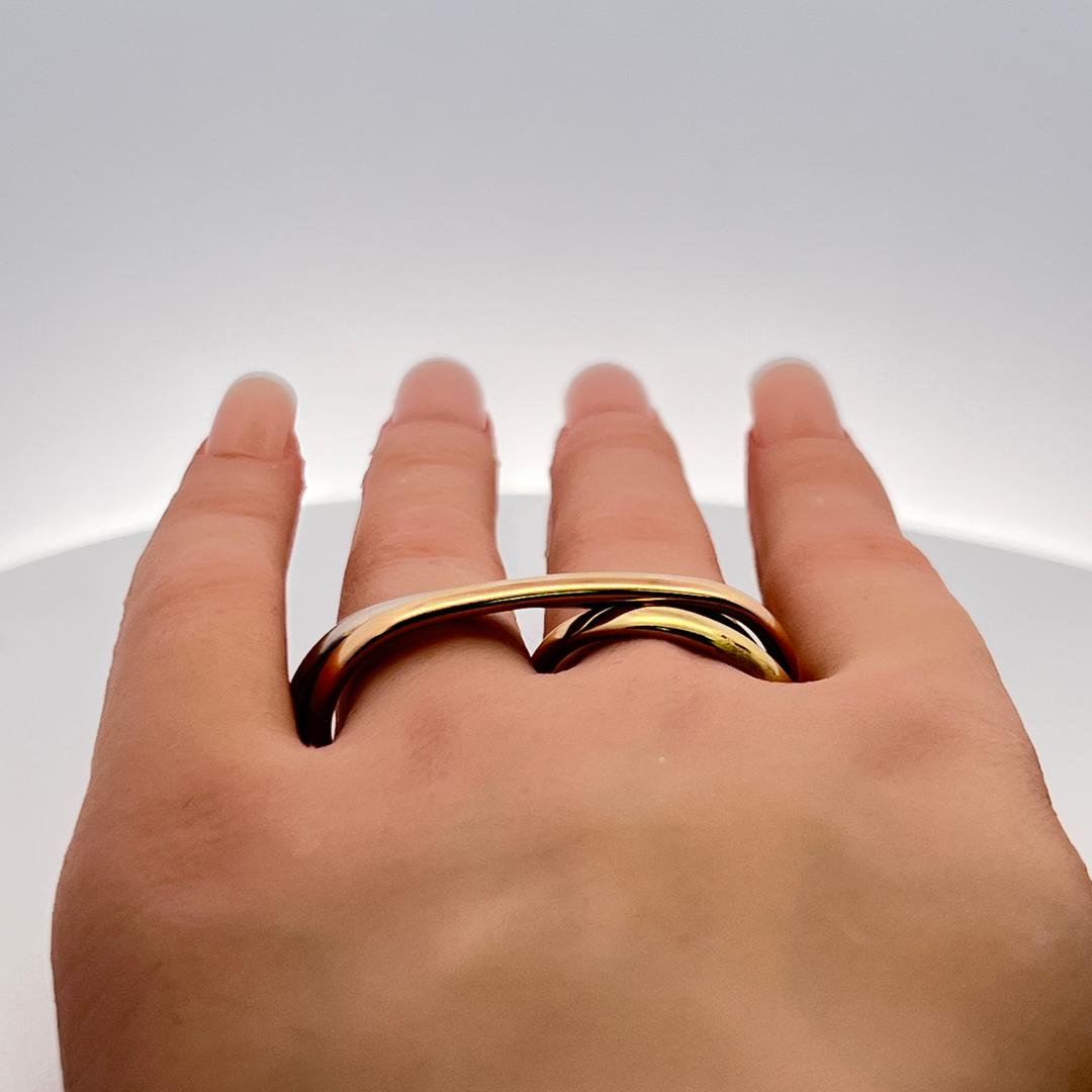 Cartier 18 Karat Tri Color Gold Trinity Two Finger Ring