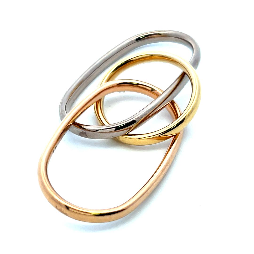 Cartier 18 Karat Tri Color Gold Trinity Two Finger Ring