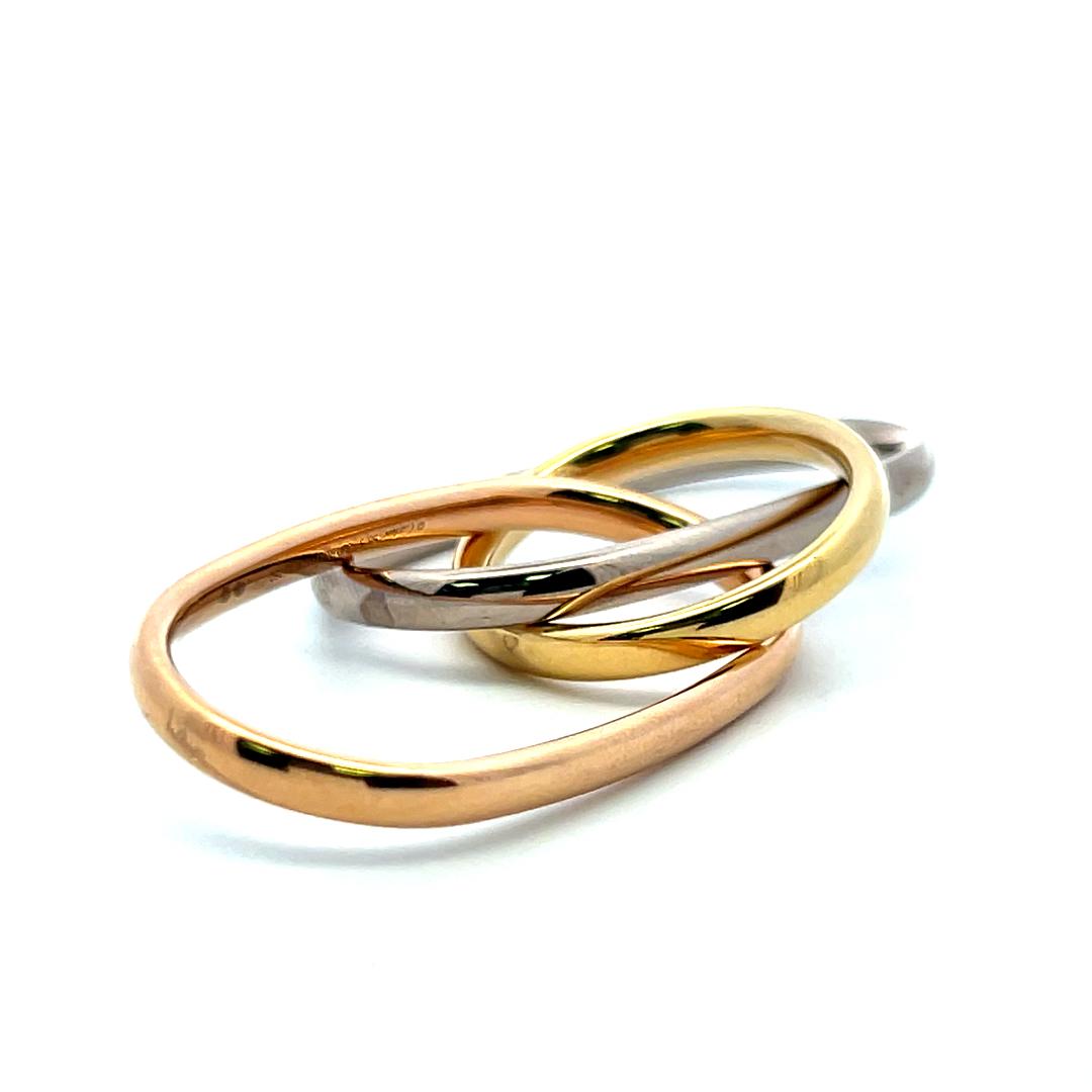 Cartier 18 Karat Tri Color Gold Trinity Two Finger Ring