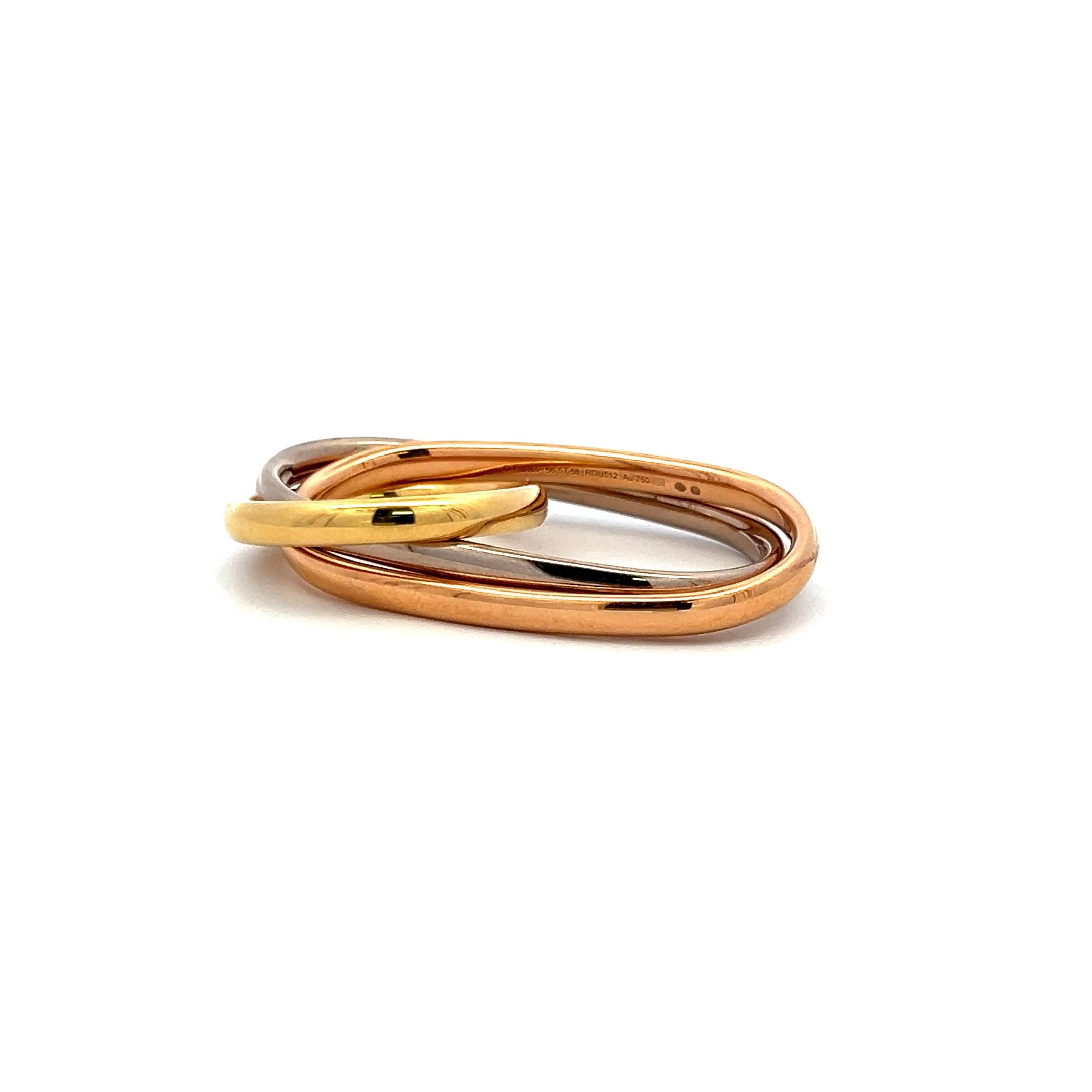 Cartier 18 Karat Tri Color Gold Trinity Two Finger Ring