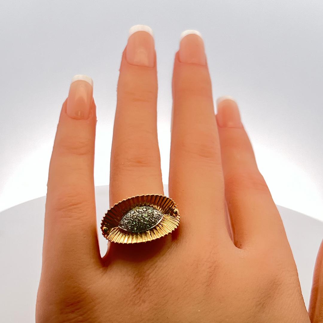 0.48 Carat Round Brilliant G VS Diamond 14 Karat Yellow Gold Cocktail Ring
