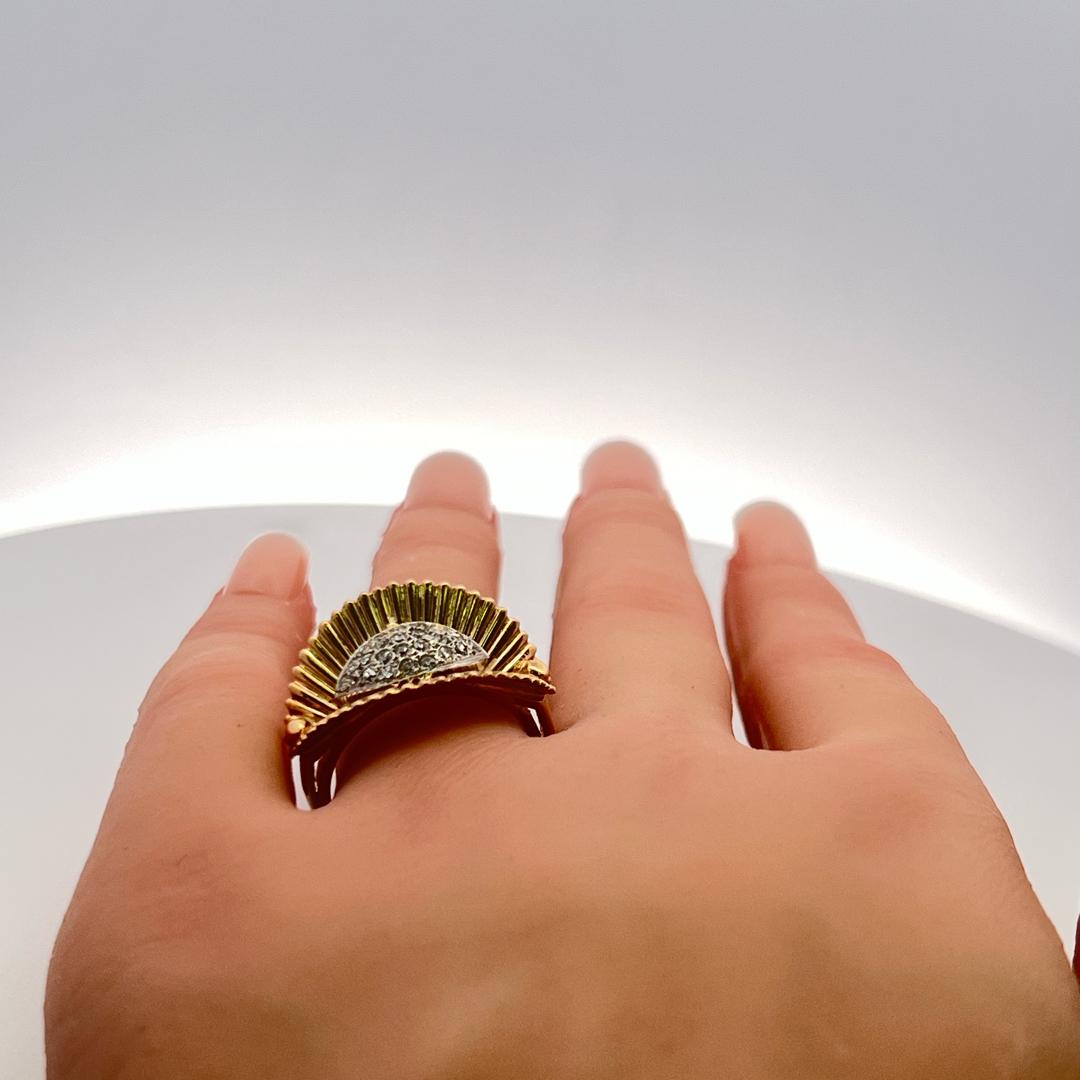 0.48 Carat Round Brilliant G VS Diamond 14 Karat Yellow Gold Cocktail Ring