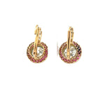 3.49 Carat Old European Cut Diamond 0.40 Carat Ruby 18K Gold/Plat Earrings