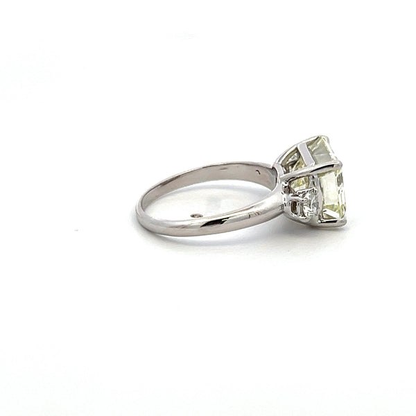 5.30 Carat Emerald Cut and Round Brilliant Diamond Platinum Engagement Ring