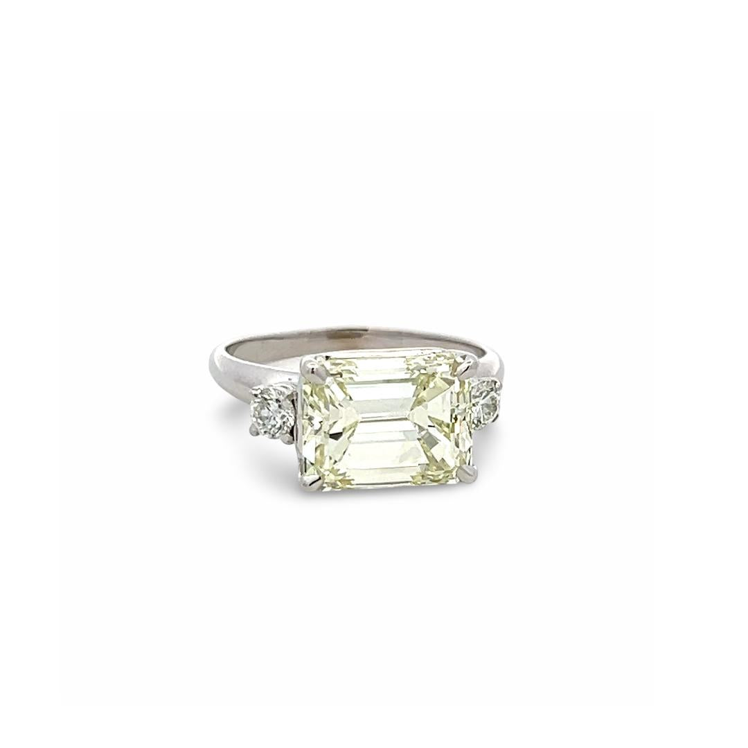 Platinum Engagement Ring 5.3 Carat Emerald & Round Diamonds Size 6.25 N VVS2 GIA