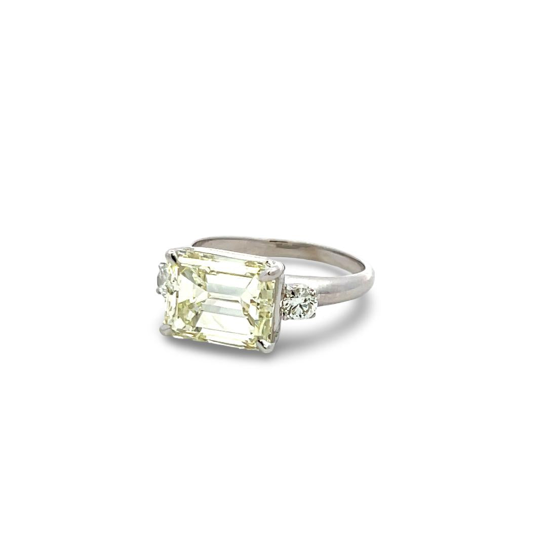 Platinum Engagement Ring 5.3 Carat Emerald & Round Diamonds Size 6.25 N VVS2 GIA