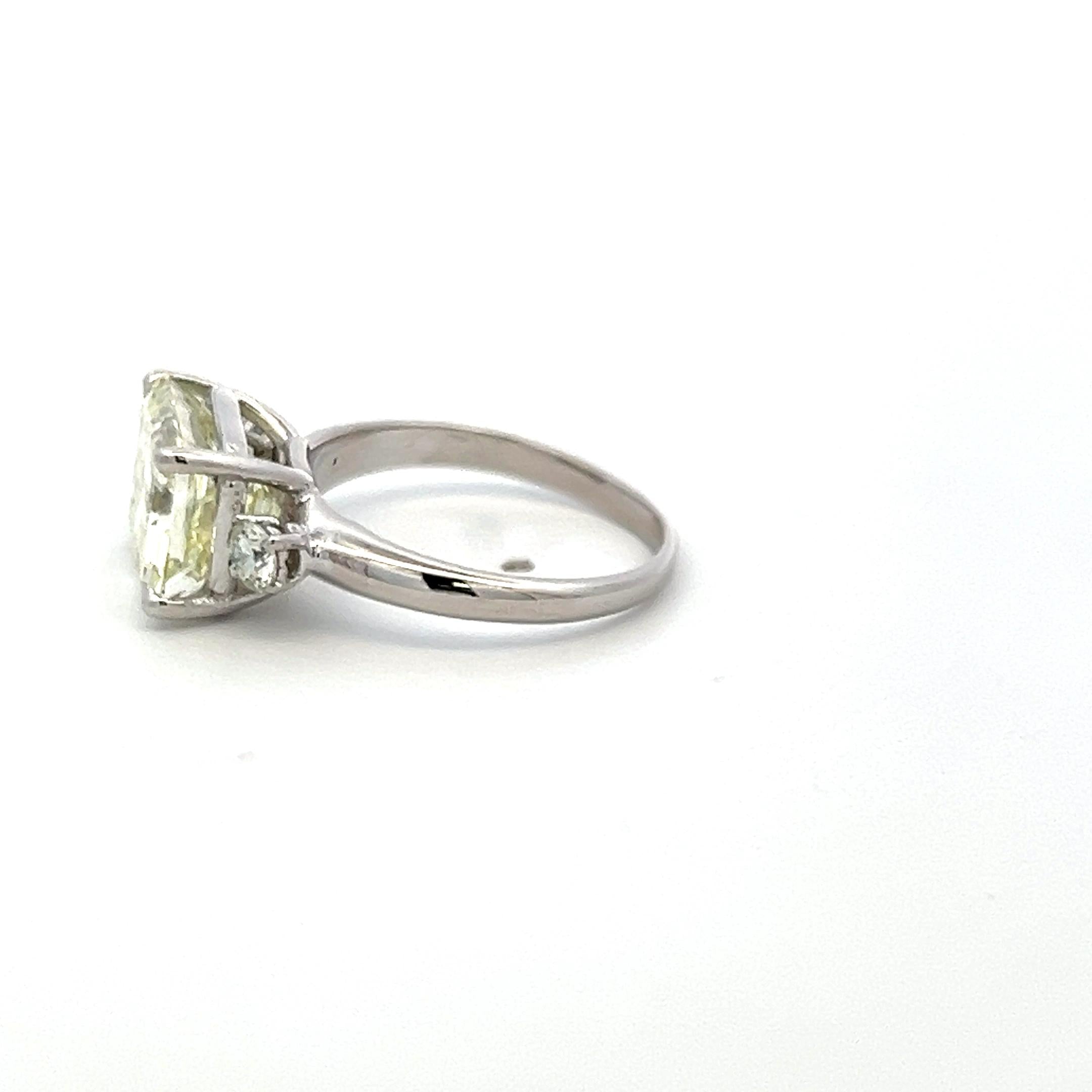 5.30 Carat Emerald Cut and Round Brilliant Diamond Platinum Engagement Ring