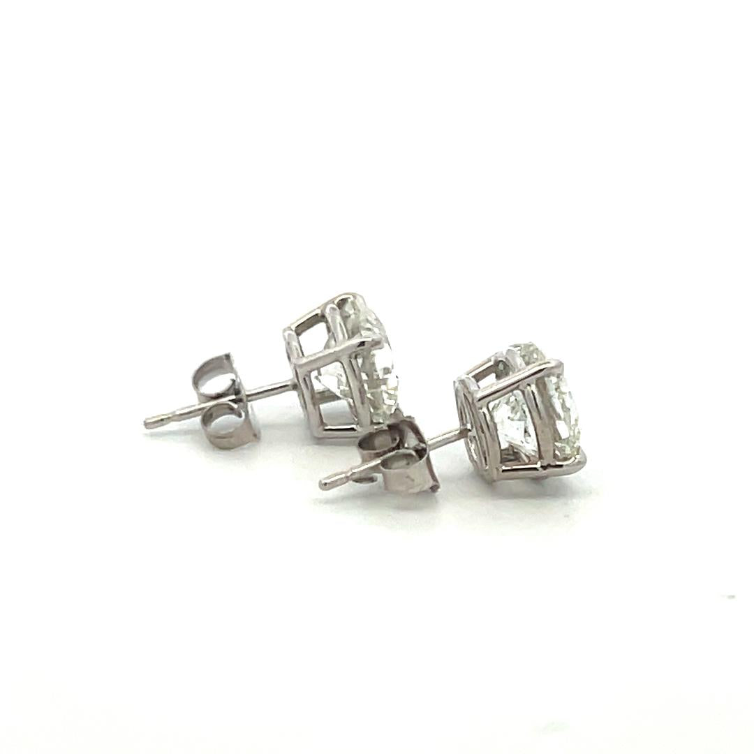 4.02ct Round Brilliant I-I2/I1 Diamond 14K White Gold Stud Earrings with GIA