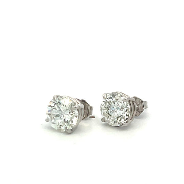 4.02ct Round Brilliant I-I2/I1 Diamond 14K White Gold Stud Earrings with GIA