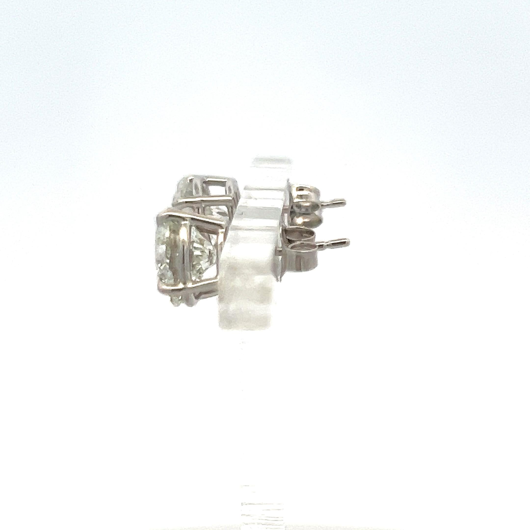 4.02ct Round Brilliant I-I2/I1 Diamond 14K White Gold Stud Earrings with GIA