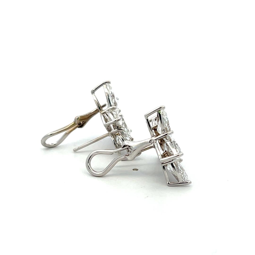 12.26 Carat Pear Shape Diamond 18 Karat White Gold Clip On Flower Earrings