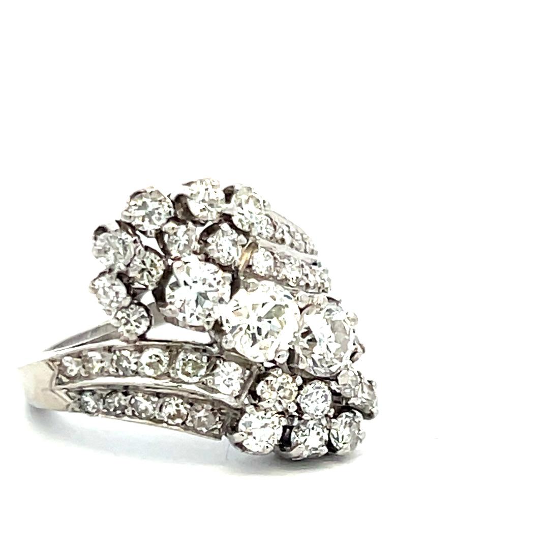 1.60 Carat Circular Brilliant Cut I SI Diamond Platinum Three-Stone Ring