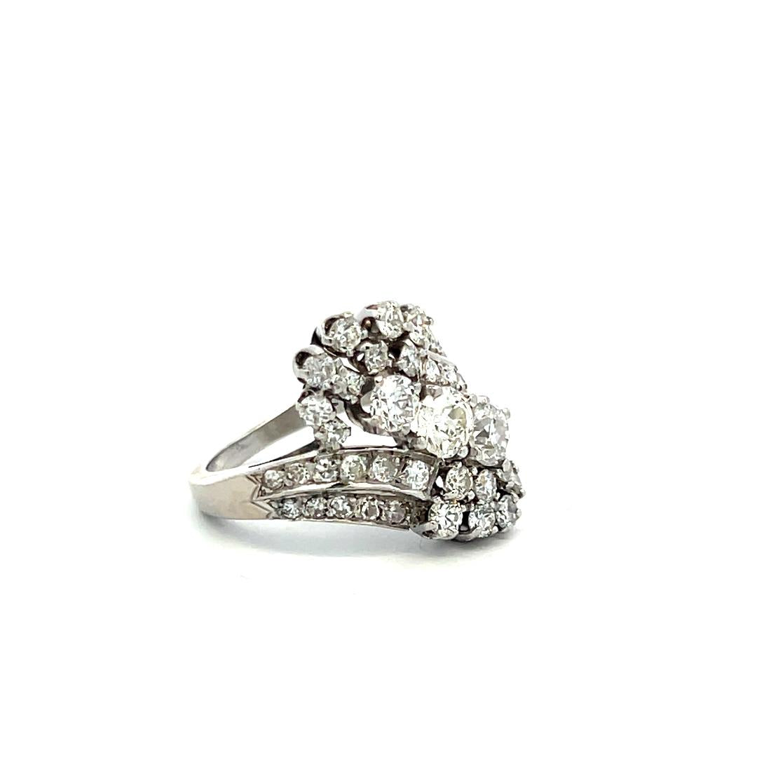 1.60 Carat Circular Brilliant Cut I SI Diamond Platinum Three-Stone Ring
