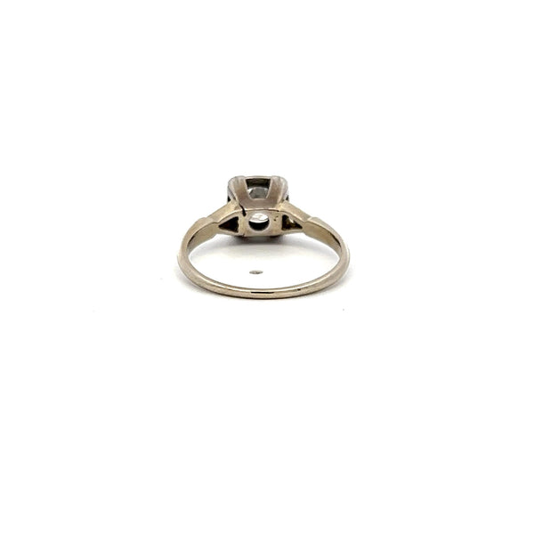 0.57 Carat Old European and Circular Brilliant  Diamond 14K WG Art-Deco Ring