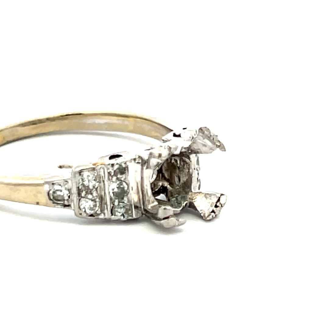 0.12 Carat Old European Cut H SI Diamond 14 Karat White Gold Semi Mount Ring