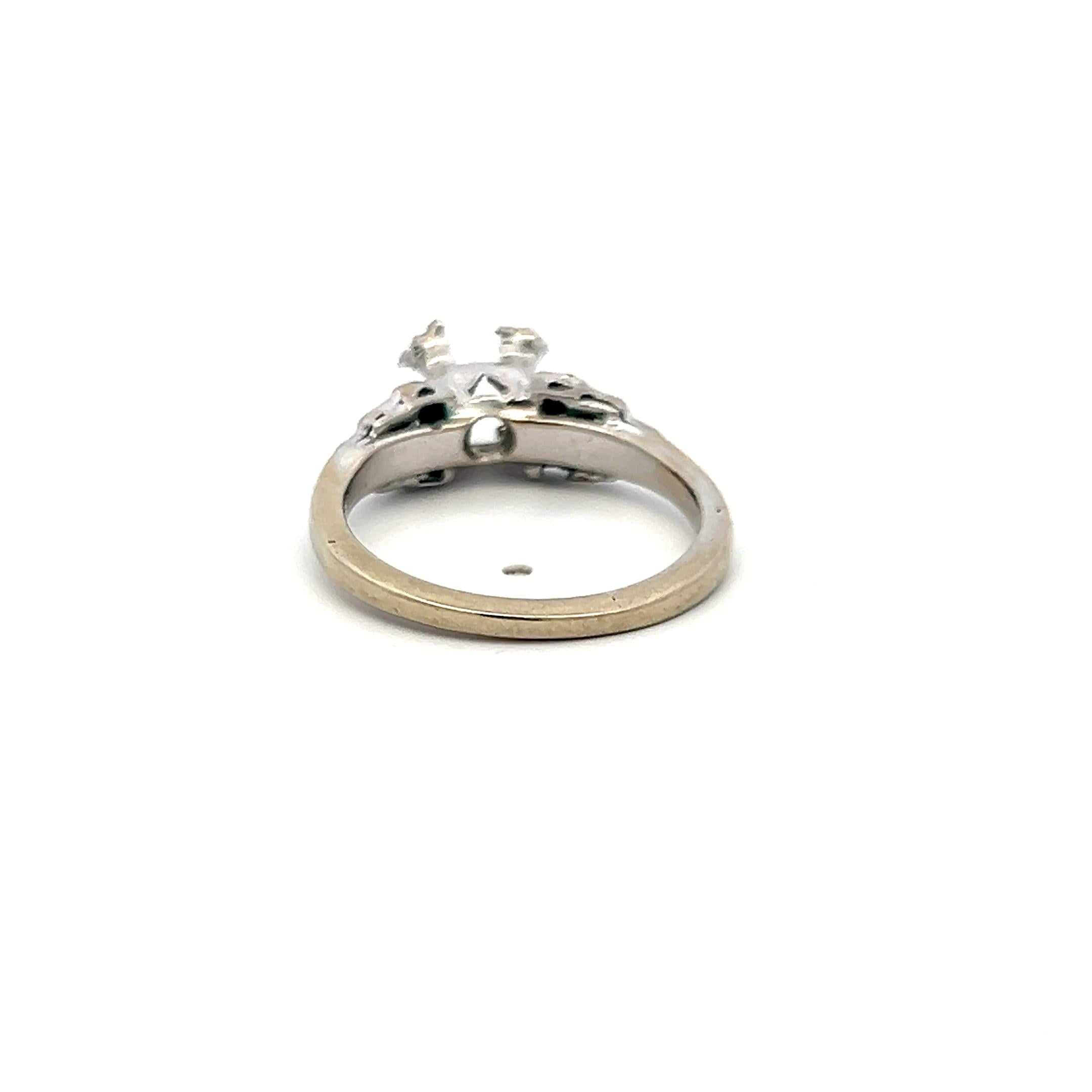 0.12 Carat Old European Cut H SI Diamond 14 Karat White Gold Semi Mount Ring