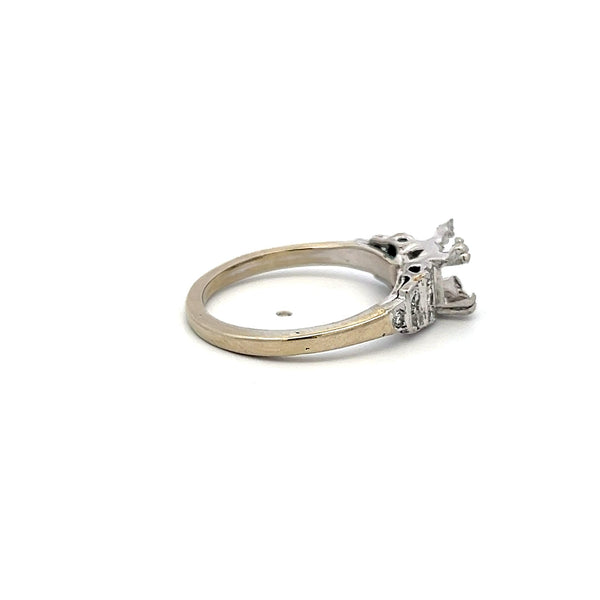 0.12 Carat Old European Cut H SI Diamond 14 Karat White Gold Semi Mount Ring
