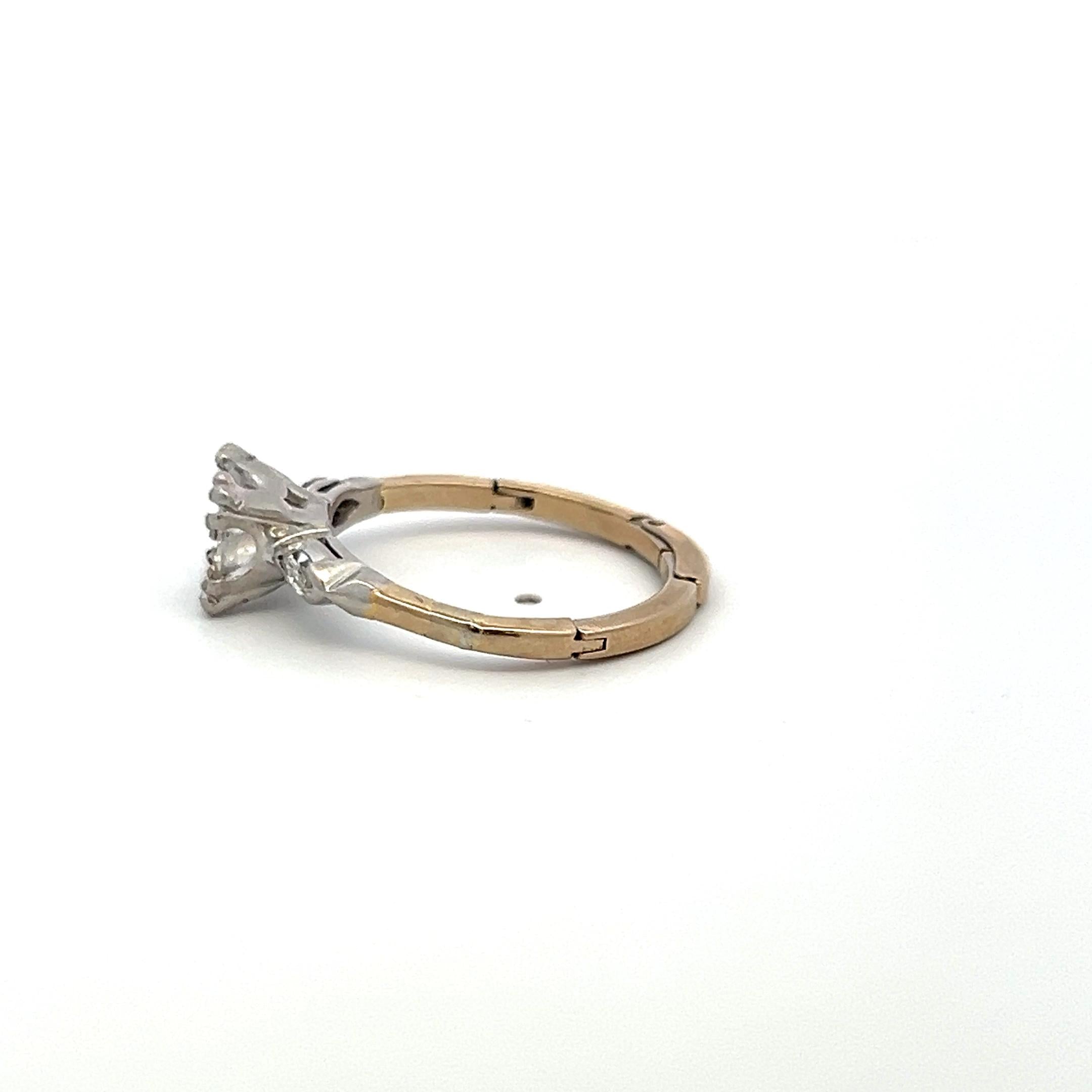 0.20 Carat Marquis Shape I SI Diamond 14 Karat White Gold Semi Mount Ring