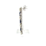 5.00 Carat Round Brilliant Diamond 4.00 Carat Sapphire 18K WG Drop Earrings