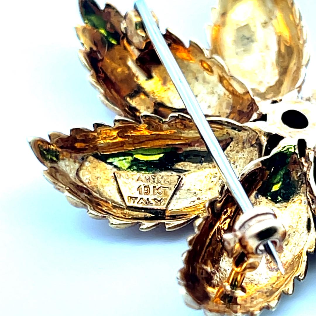 Tiffany & Co 0.70ct F-VS Diamond 18K Yellow Gold Floral Textured Pin Brooch