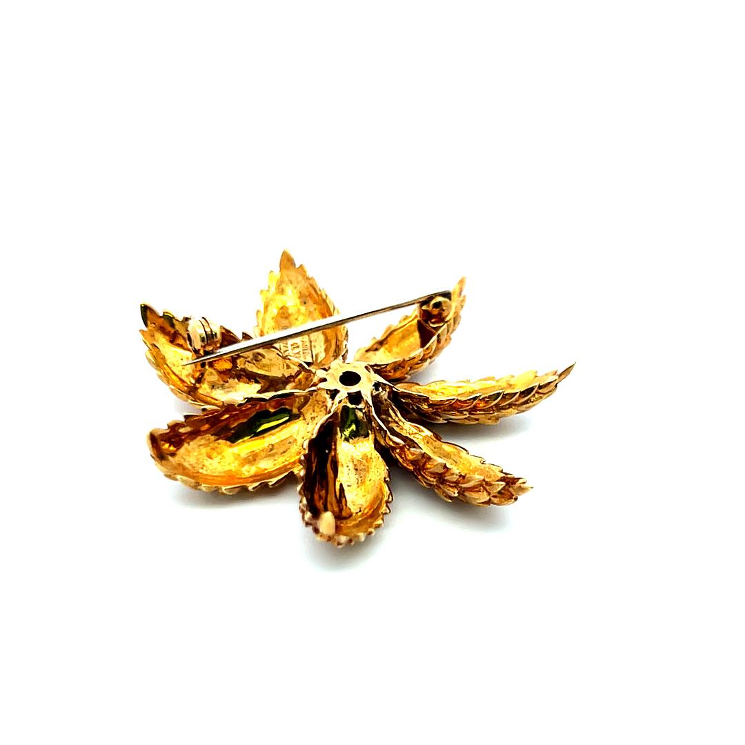 Tacori 0.70 Carat Round Brilliant F VS Diamond 18 Karat Yellow Gold Pin Brooch