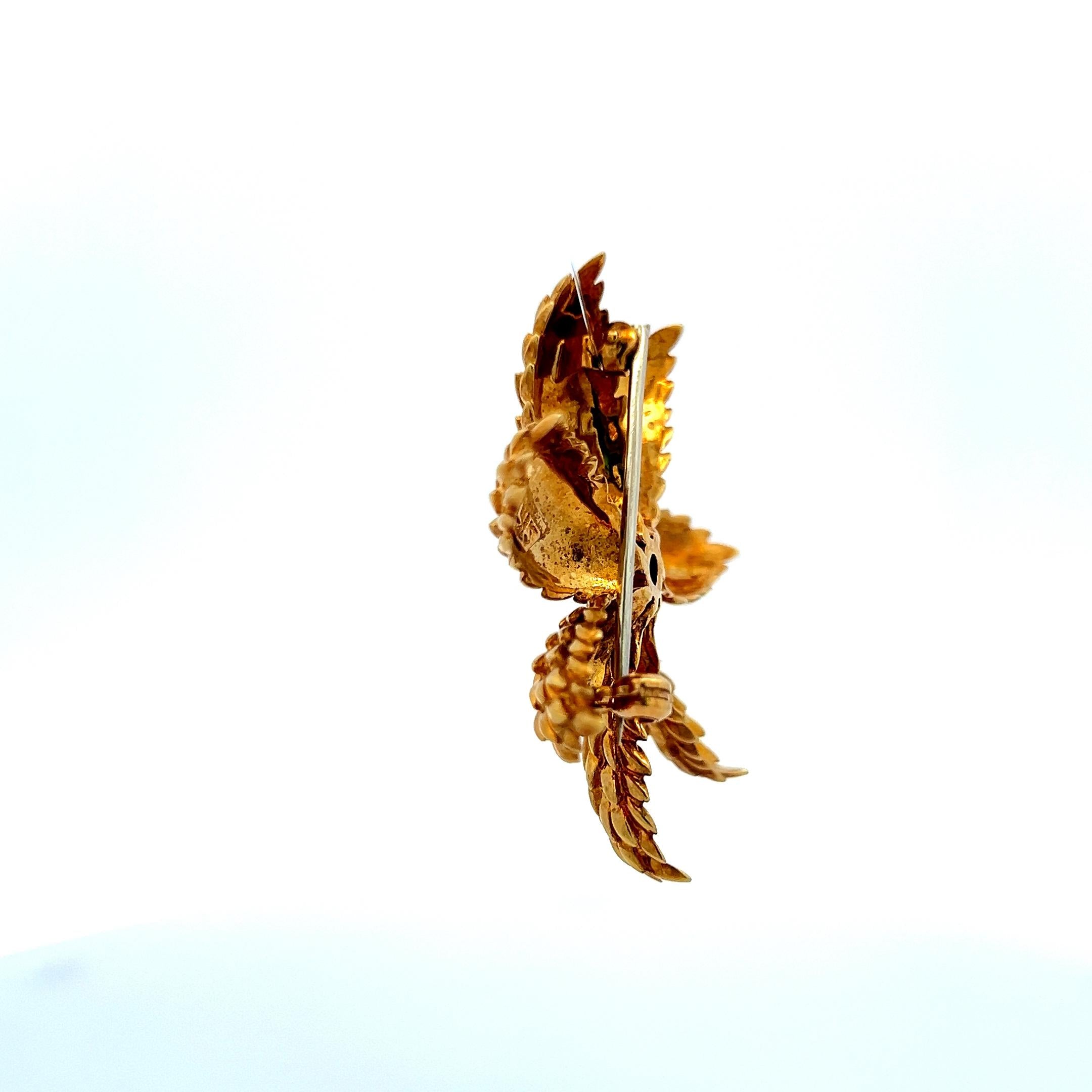 Tiffany & Co 0.70ct F-VS Diamond 18K Yellow Gold Floral Textured Pin Brooch