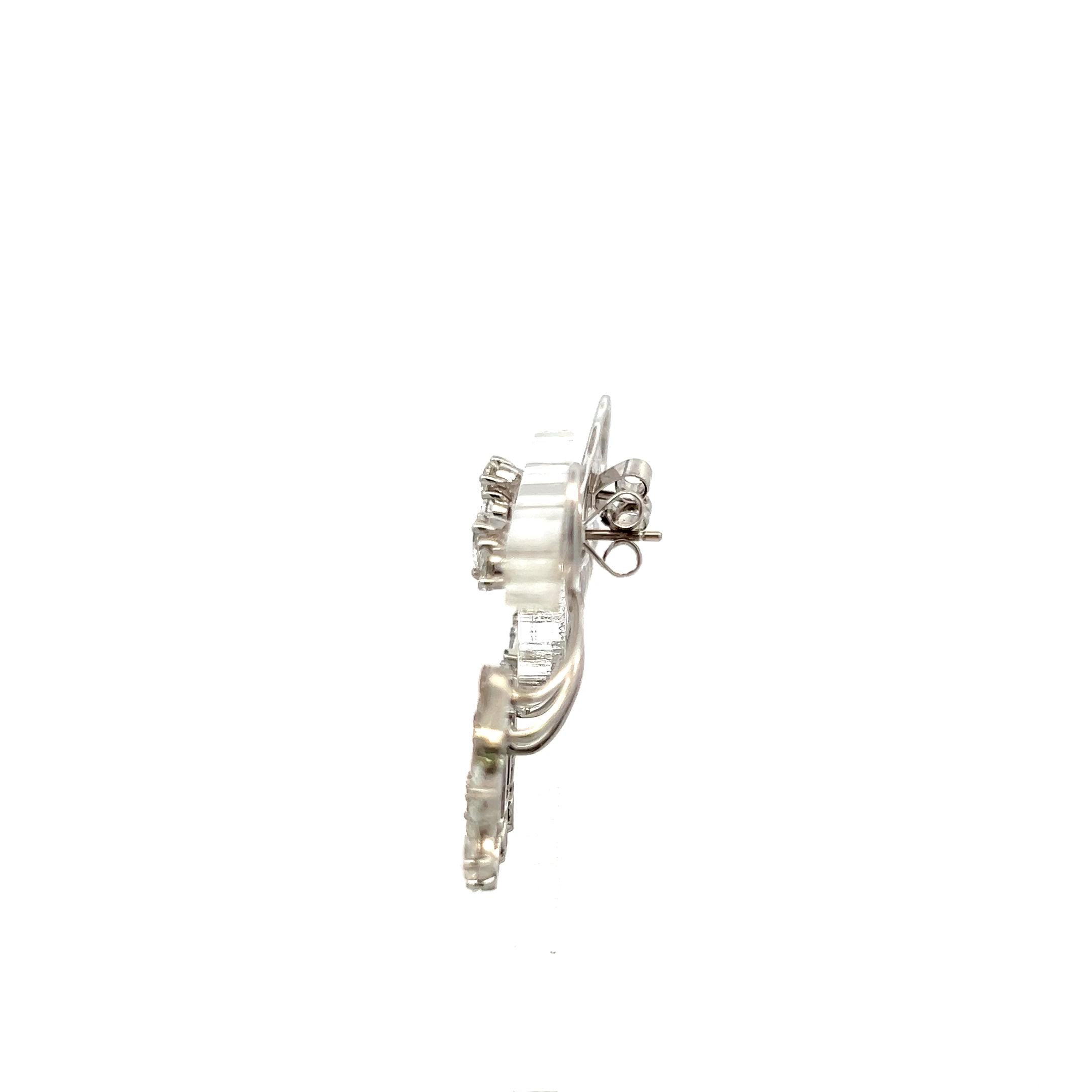 2.07 Mix Cut and Round Brilliant G VS Diamond 18K White Gold Jacket Earrings
