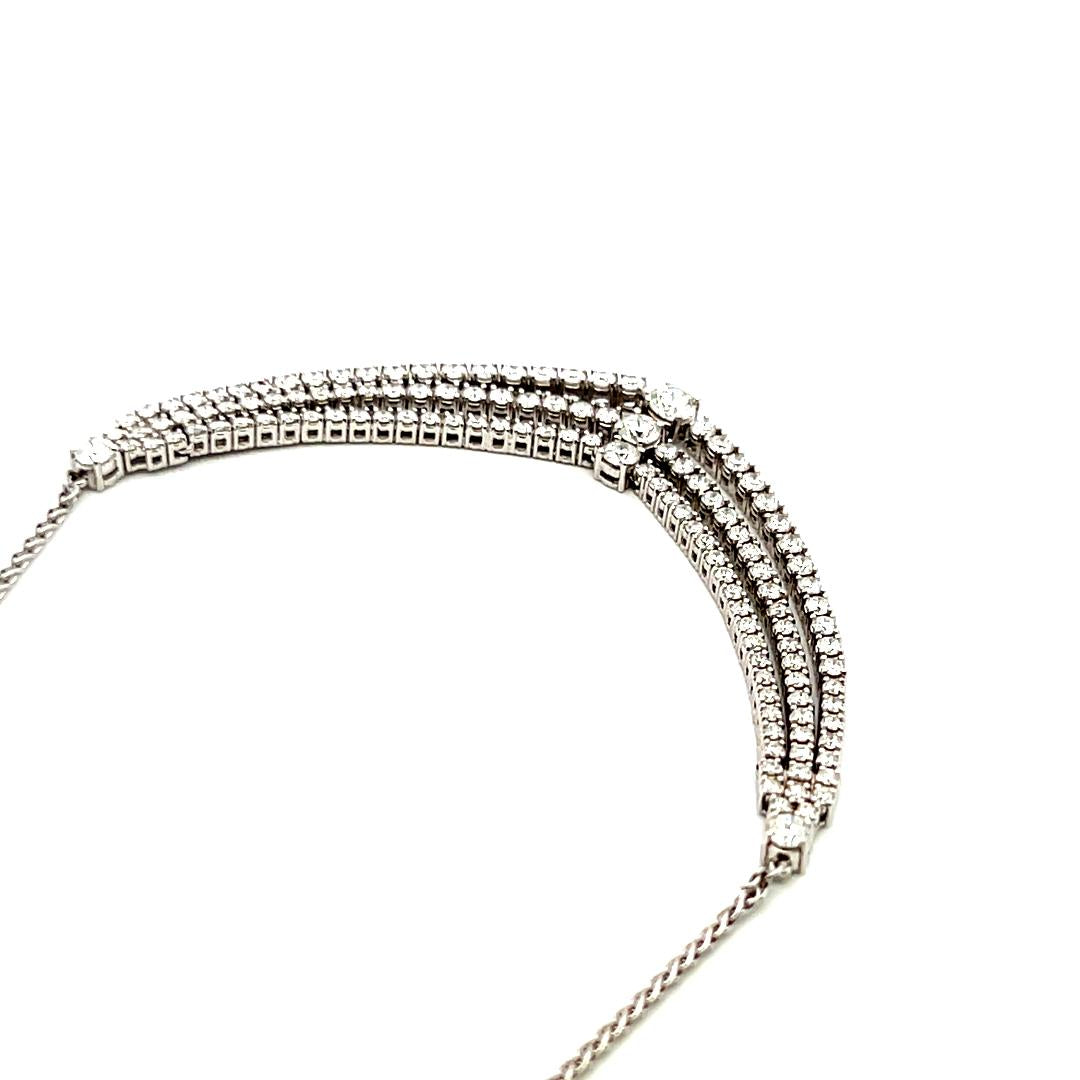 4.27 Carat Round Brilliant H VS Diamond 18 Karat White Gold Statement Necklace