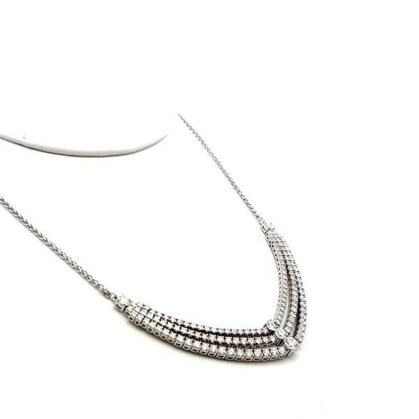 4.27 Carat Round Brilliant H VS Diamond 18 Karat White Gold Statement Necklace