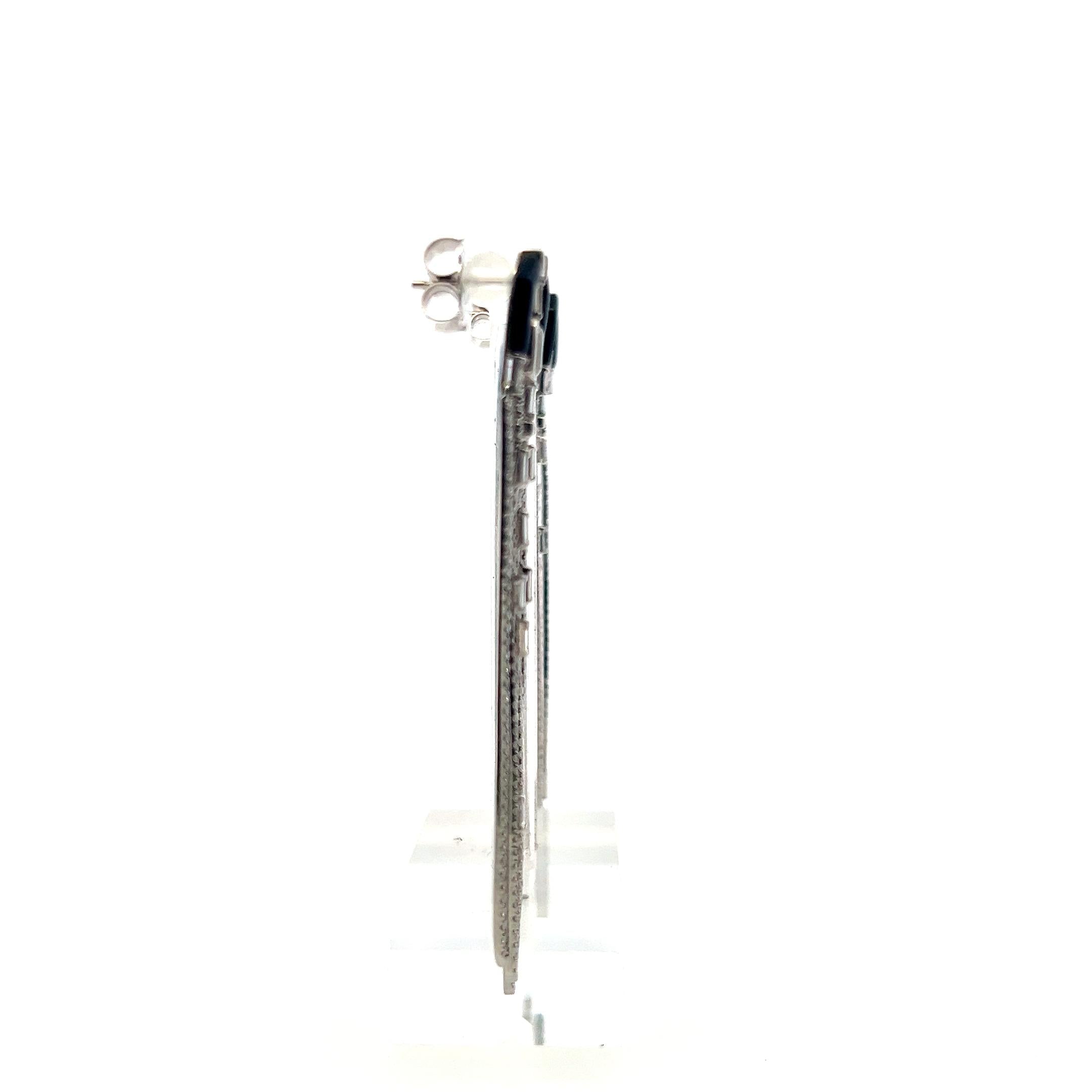 4.50 Carat Round and Baguette Diamond 18 Karat White Gold Dangling Earrings