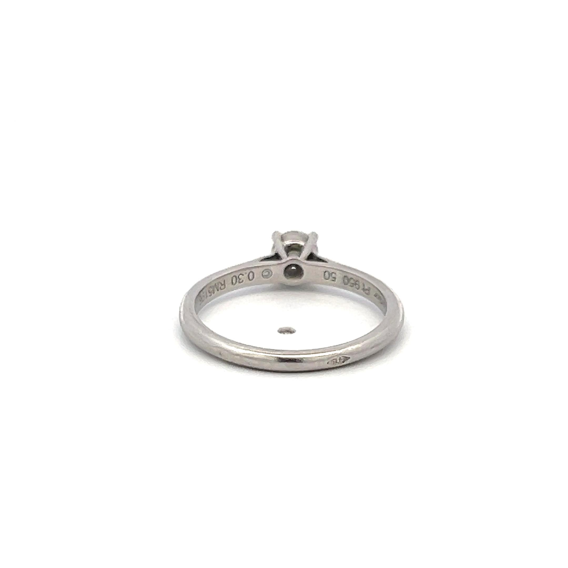 Cartier 0.30 Carat Round Brilliant D VVS1 Diamond Platinum Engagement Ring
